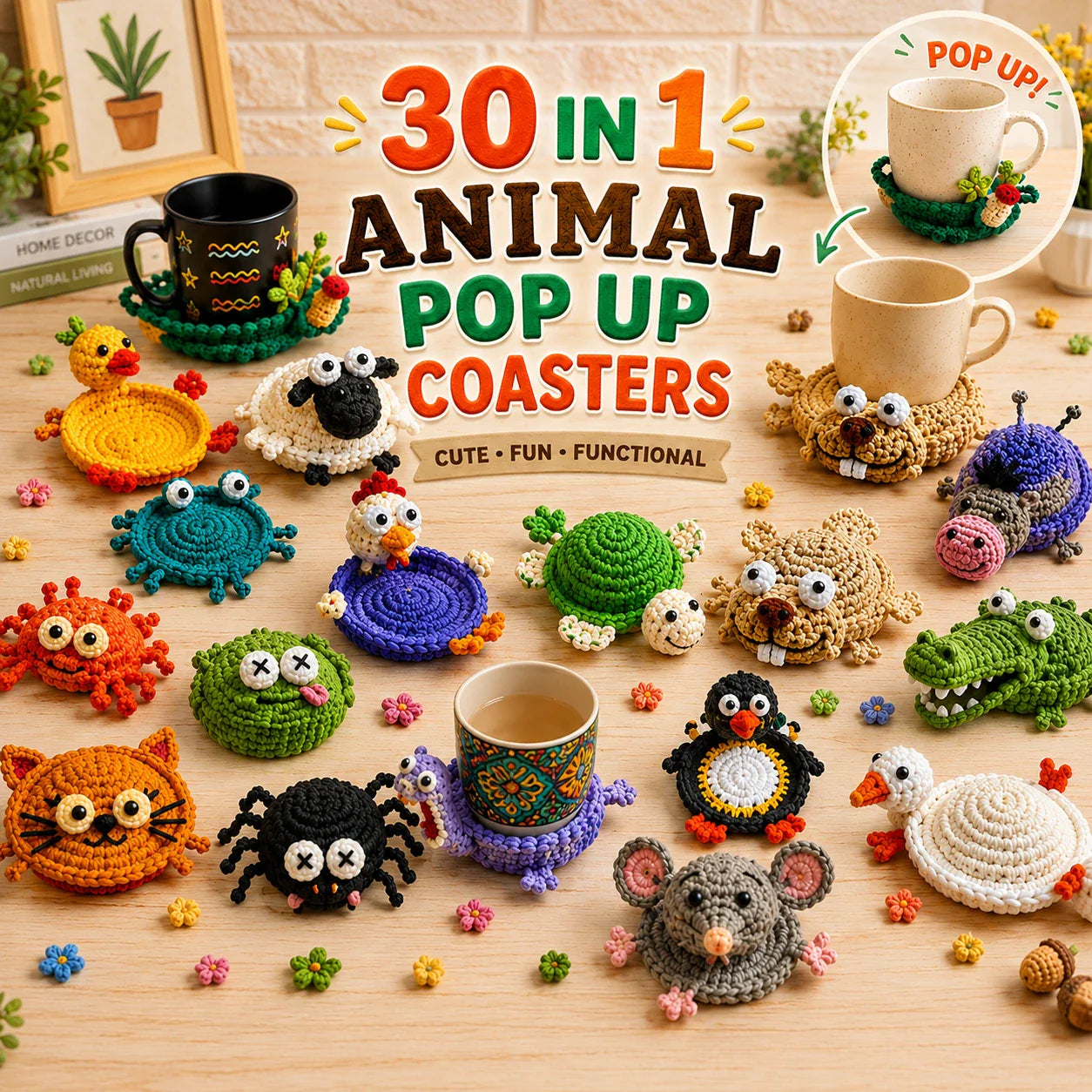 30 in 1 Animal Pop Up Coasters Patterns
