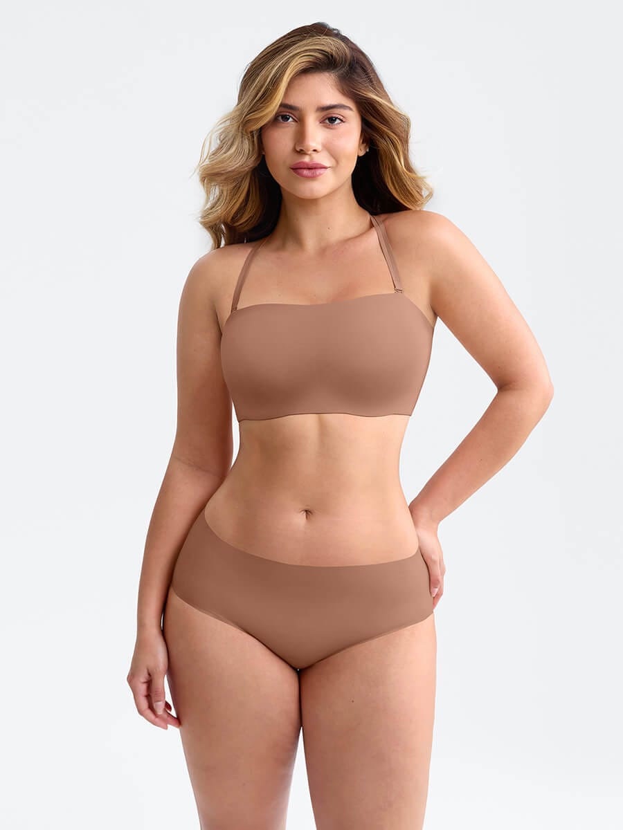 Wireless Strapless Anti-Slip Comfort Bandeau Bra for Women with Molded Cups, Convertible Straps & Ultra-Soft Fabric
