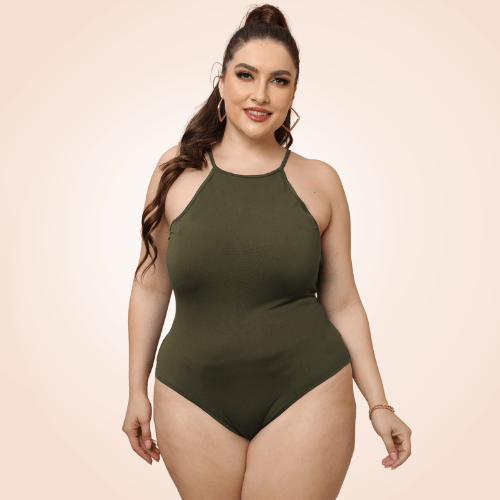 Plus Size Sleeveless Halter Shapewear Bodysuit
