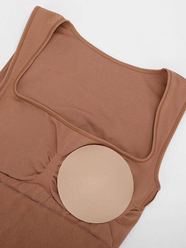 Midi Sleeveless Square Neck Built Bra Shapewear Dress
