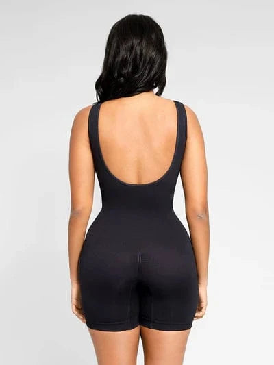 Low Back Round Neck Shapewear Bodysuit with Removable Pads