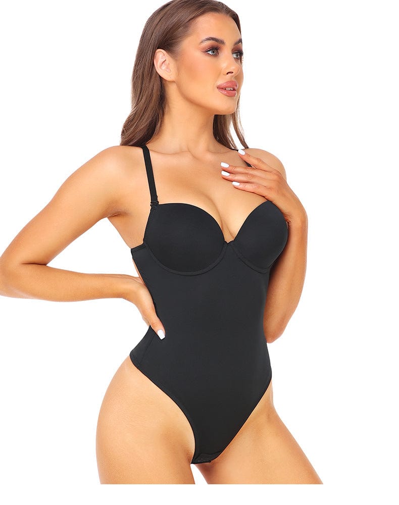 One Piece Backless Tummy Control Shaping Bodysuit with Built-In Bra