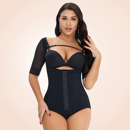 Plus Size Front Closure Hip Lifting Solid Lace Bodysuits Shapewear