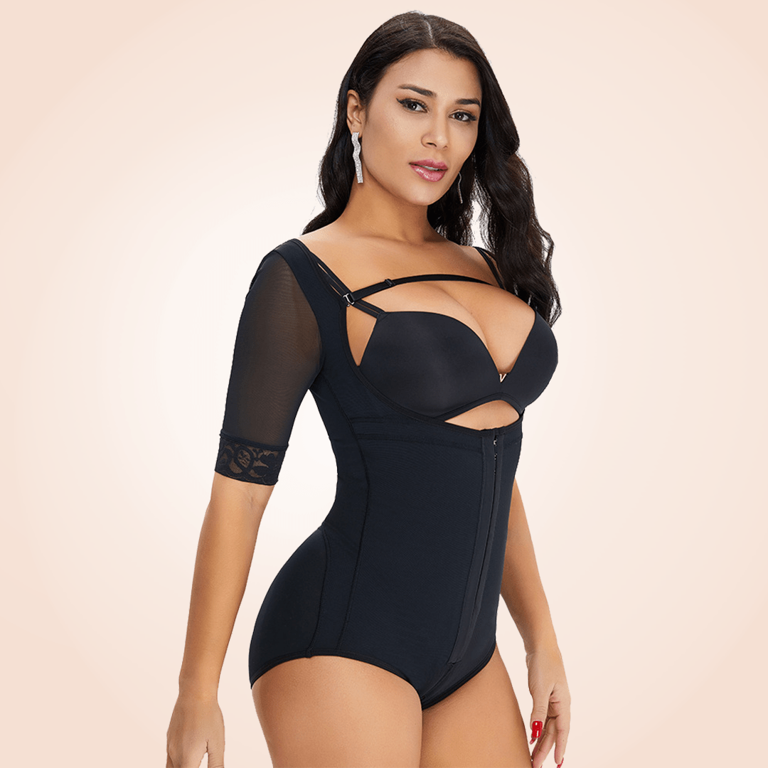 Plus Size Front Closure Hip Lifting Solid Lace Bodysuits Shapewear
