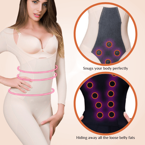 Underbust Slimming Arm Thigh Full Body Solid Open Crotch Bodysuit Shaper