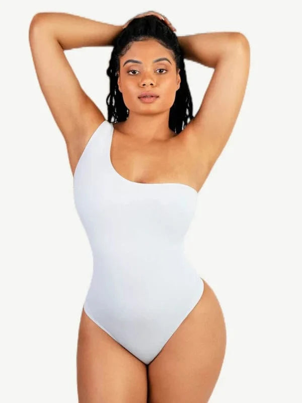Waist Sculpting Tummy Control One Shoulder Shapewear Bodysuit