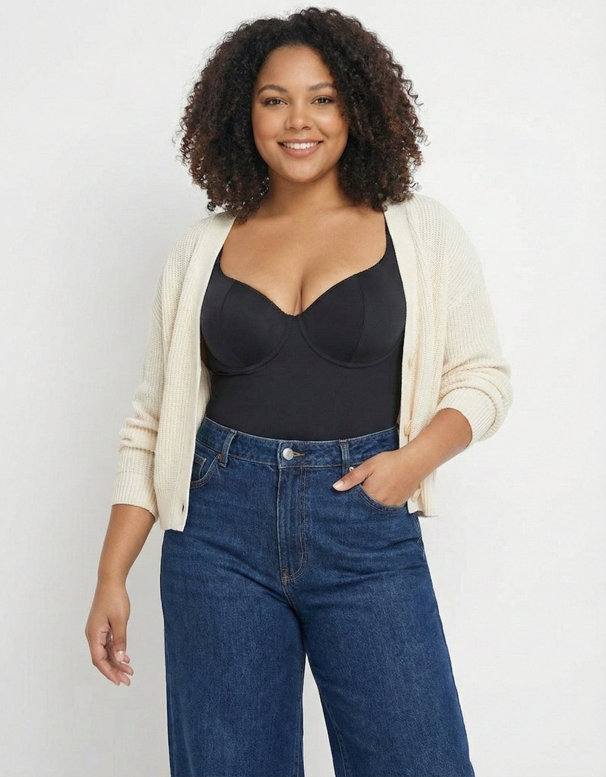 Women's Tummy Control and Bust Support Shaping Bodysuit with Adjustable Straps