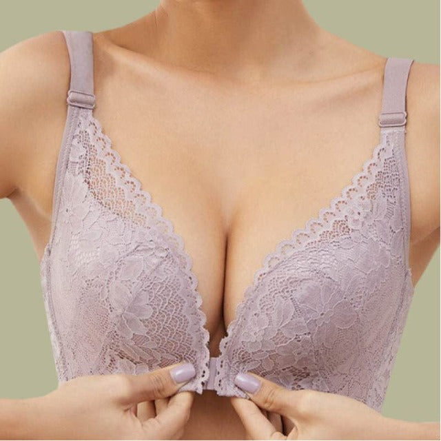 Front Fastening Lace Push-Up Bra