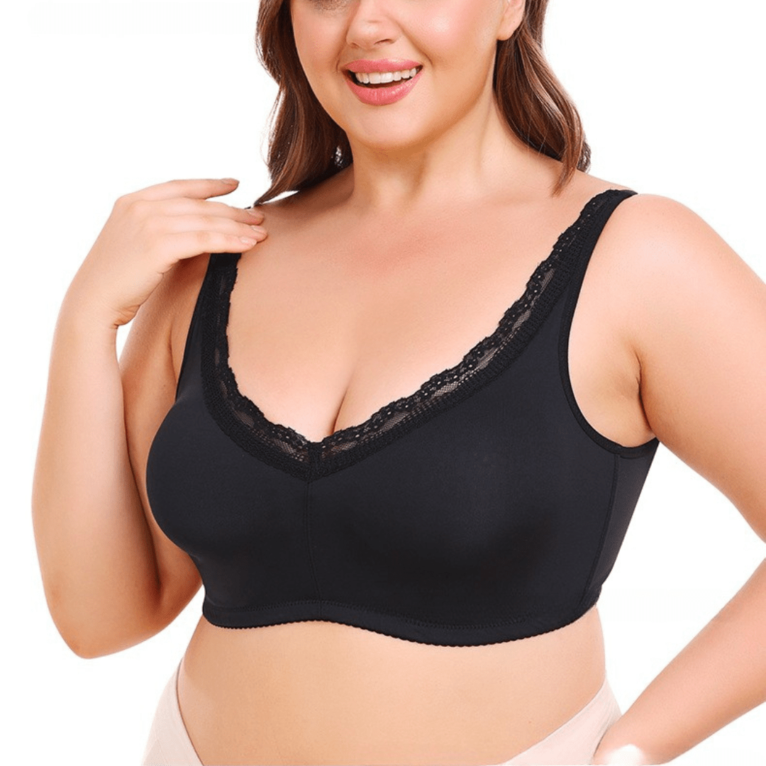 Low Back Plus Size Lace Push Up Support Bra
