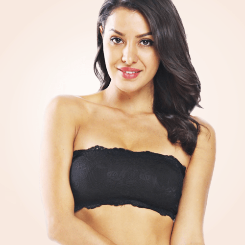 Invisible Bandeau Floral Lace Tube Strapless Bra