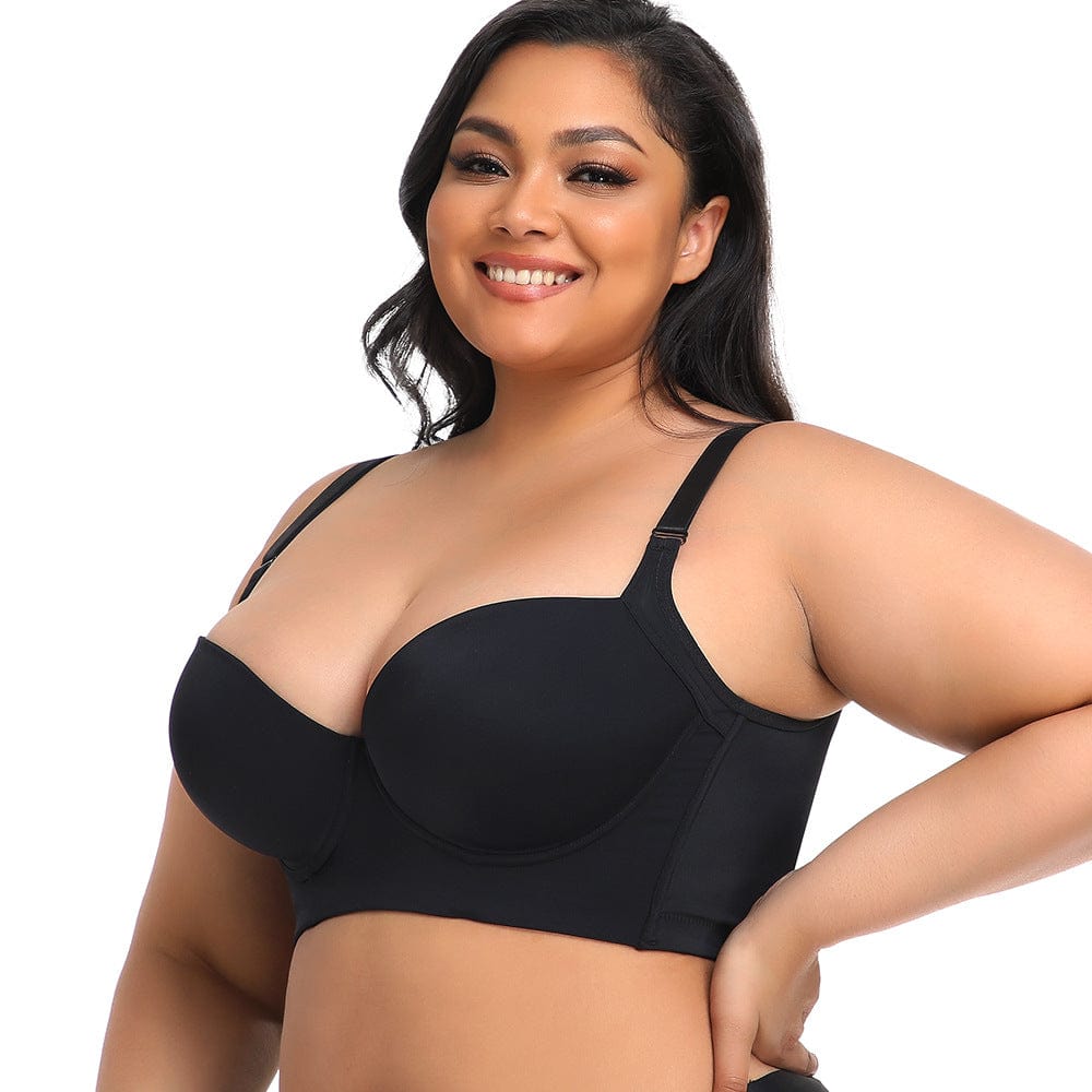 Plus Size Comfortable Longline Push Up Bra with Adjustable Straps
