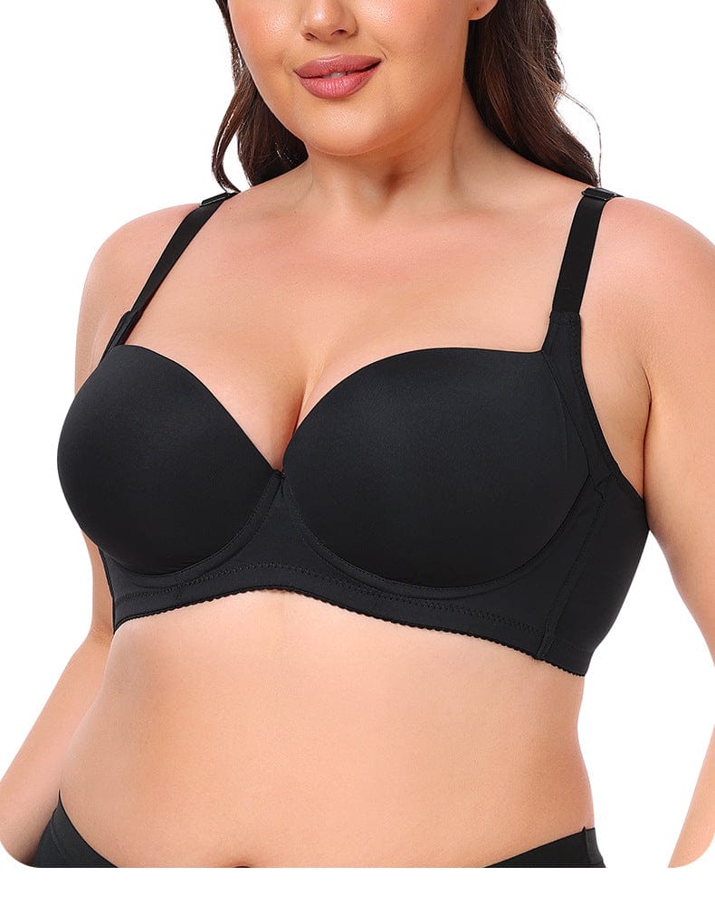 Plus Size Underwire Support Push Up Bra With Adjustable Straps