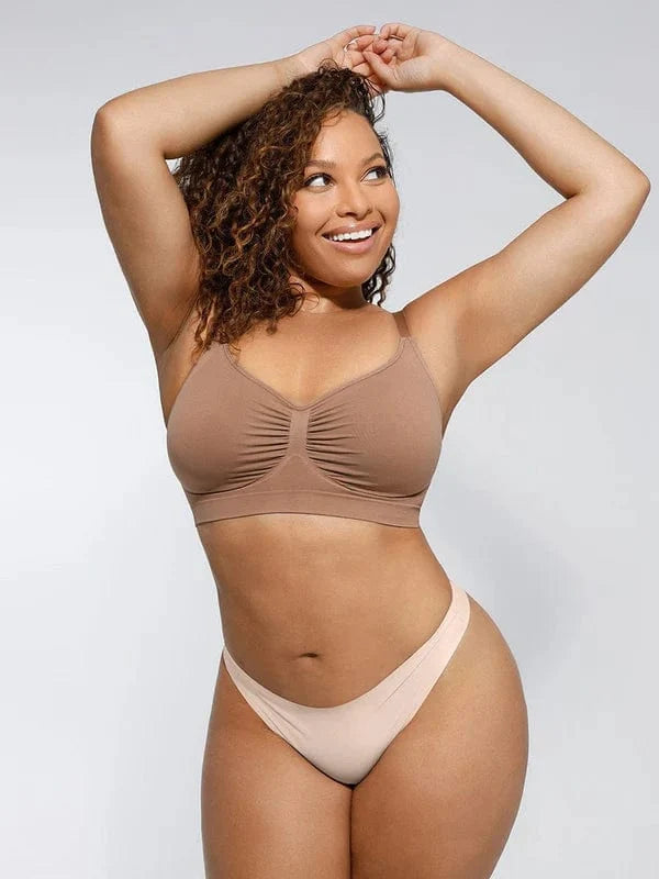 Seamless Non Wired Pushup High Support Bra With Adjustable Straps