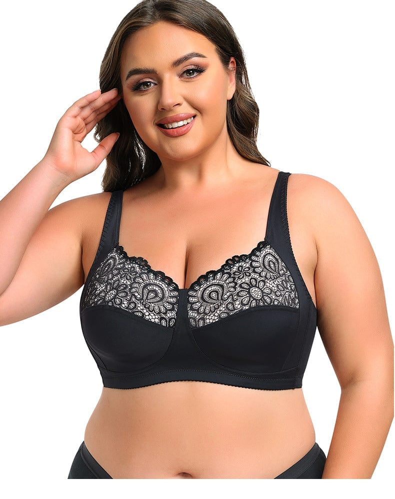 Wireless Lace Plus Size Support Push Up Bra