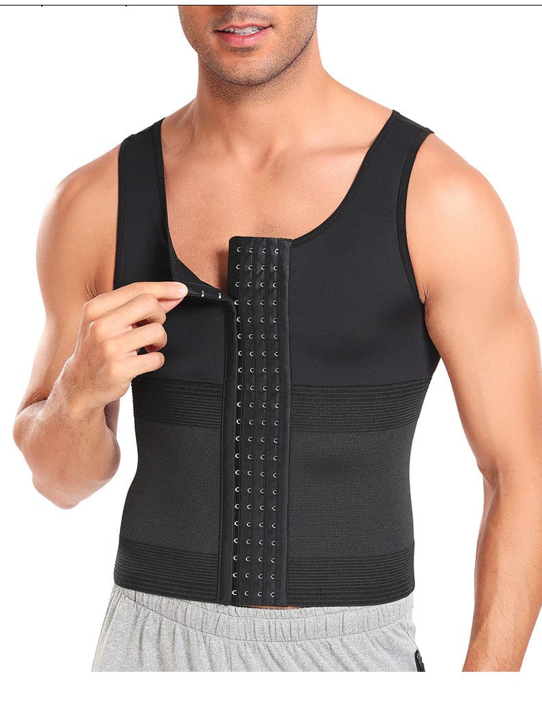 Men Tummy Control Compression Shirt Tank Top with Hook and Eye Closure