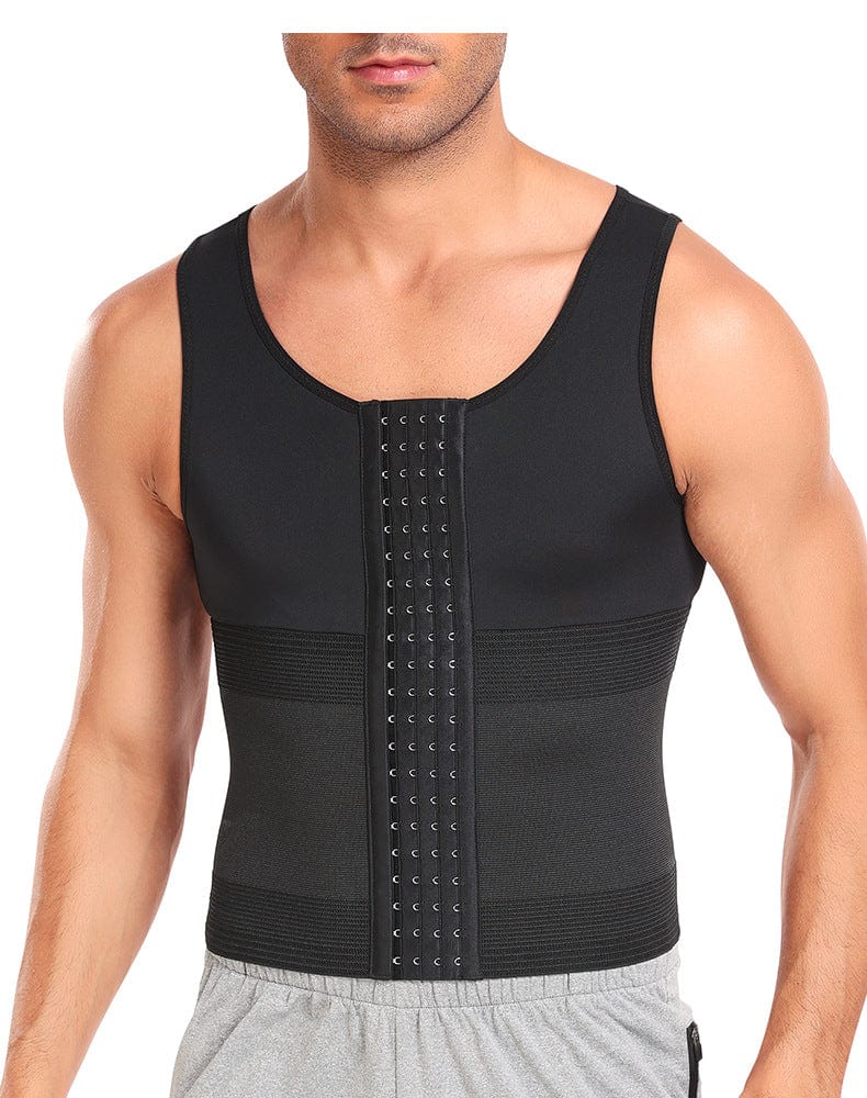 Men Tummy Control Compression Shirt Tank Top with Hook and Eye Closure