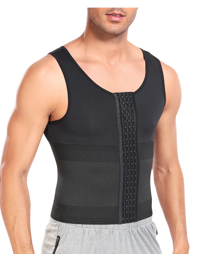 Men Tummy Control Compression Shirt Tank Top with Hook and Eye Closure