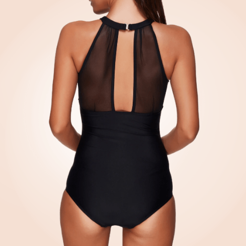 High Neck Mesh One Piece Swimsuit