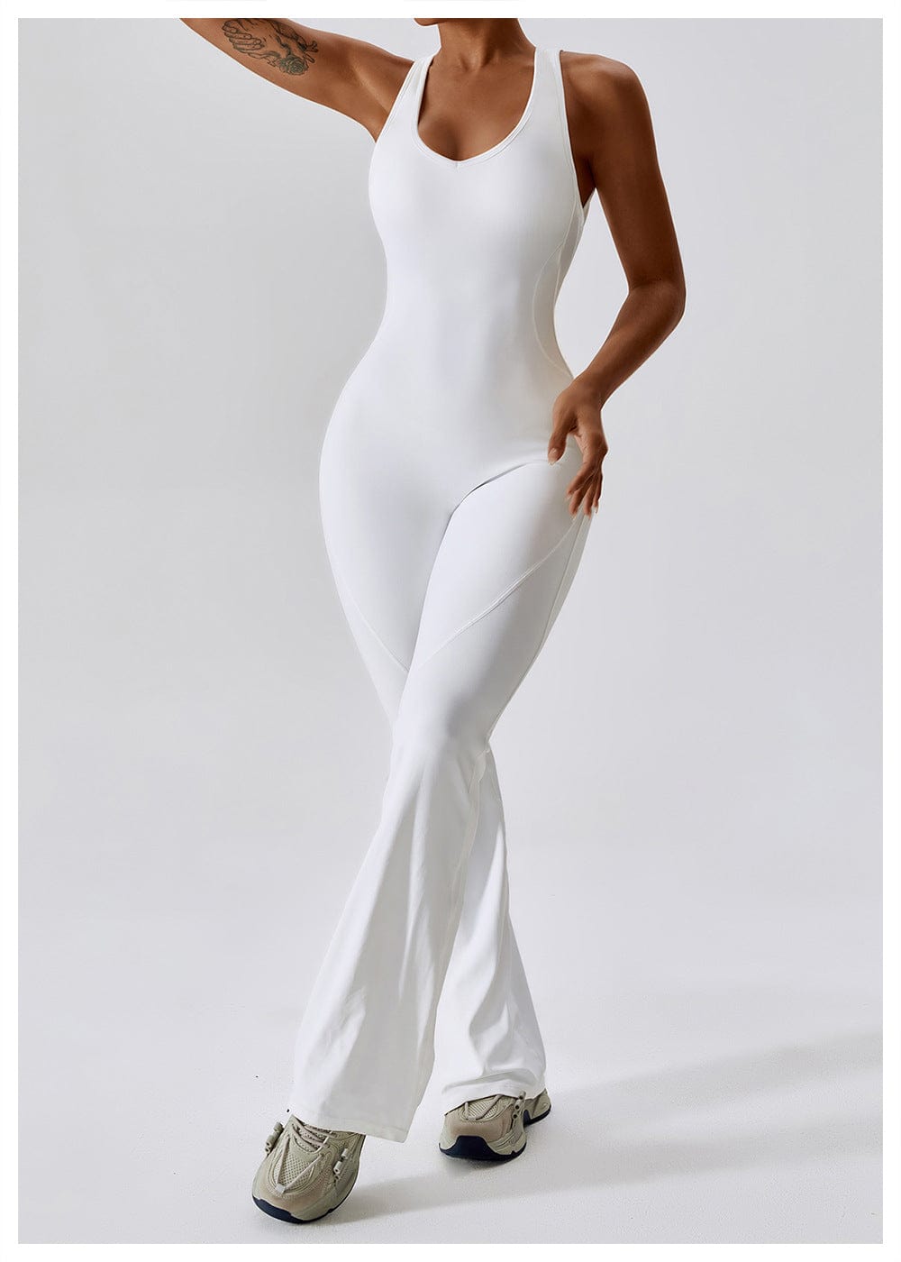 Backless Flared Tummy Control Shaping Jumpsuit For Women
