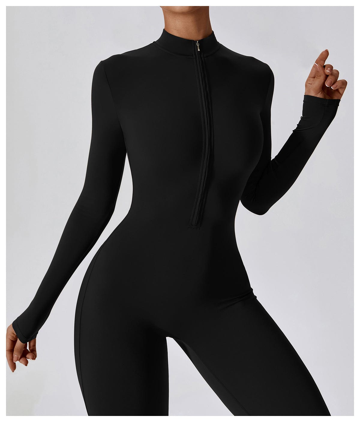 Front Zippered Full Shaping One Piece Sports Jumpsuit