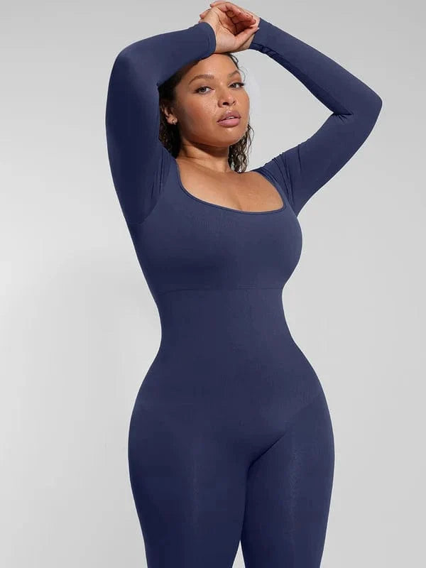 Seamless Square Neck Shapewear Flared Jumpsuit
