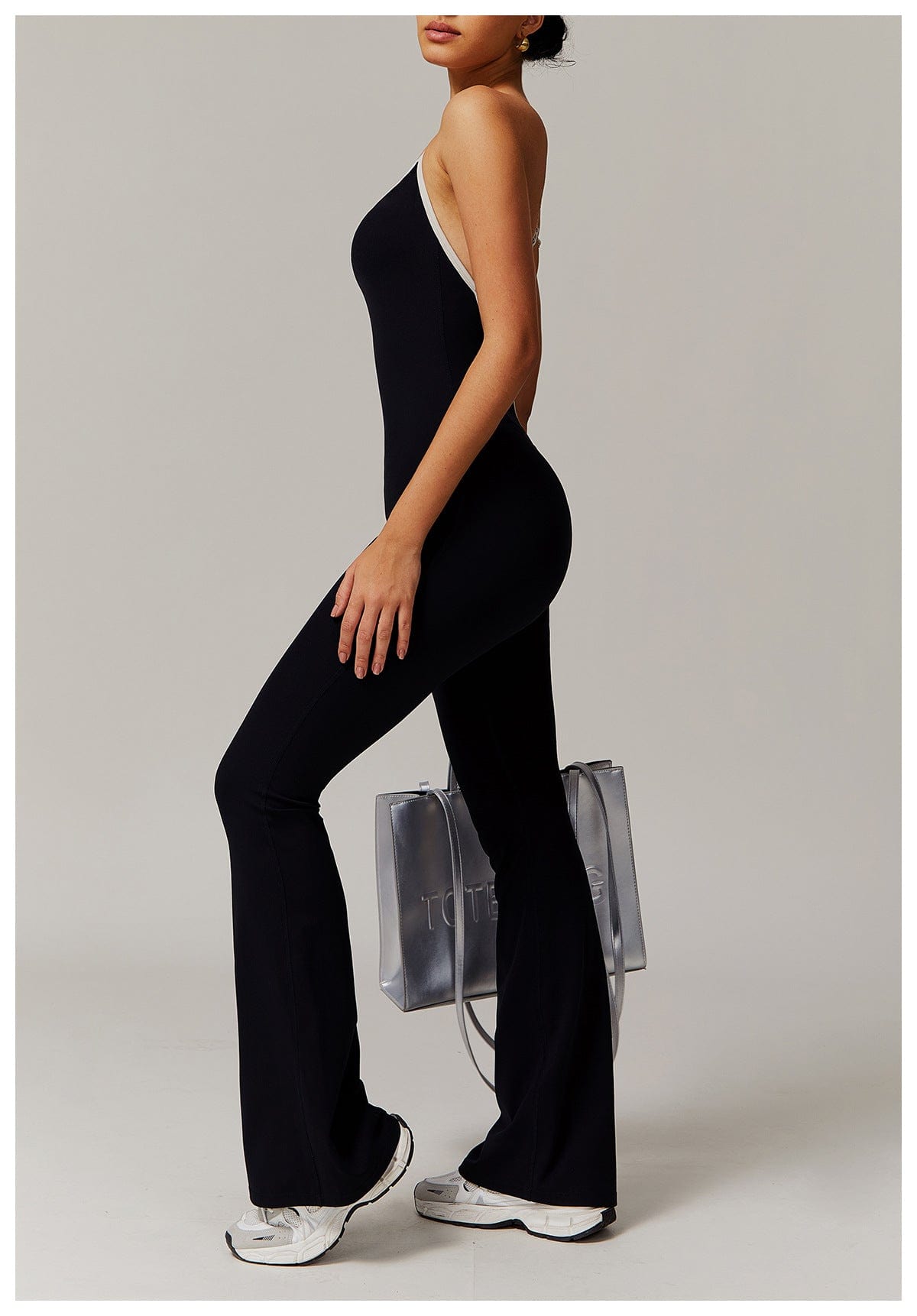 Women Tummy Control Flared Cross-Back Shaping Jumpsuit