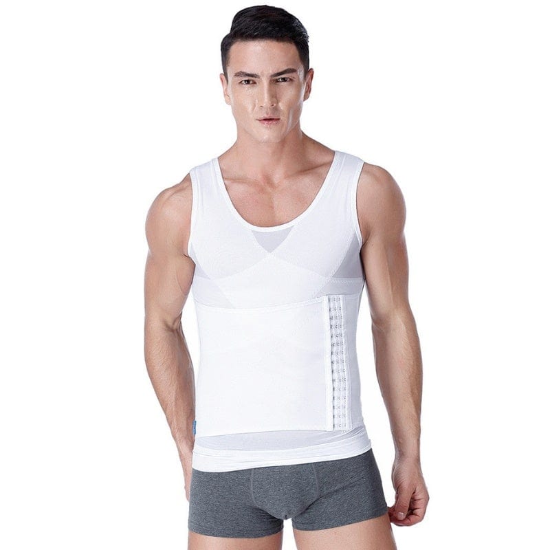 Men Slimming Compression Body Shaper Corset Vest With Side Hooks Waist Trainer