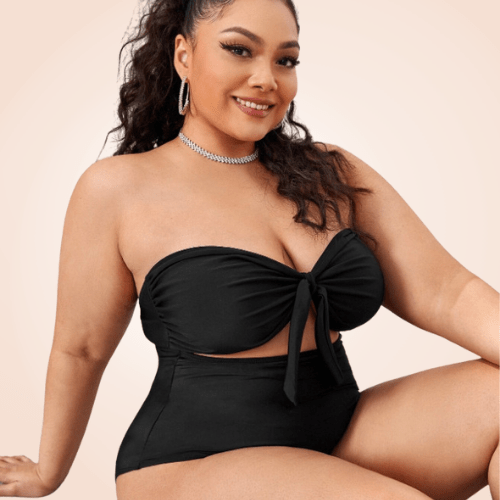 Women's Plus Size One Piece Front Tie Swimwear
