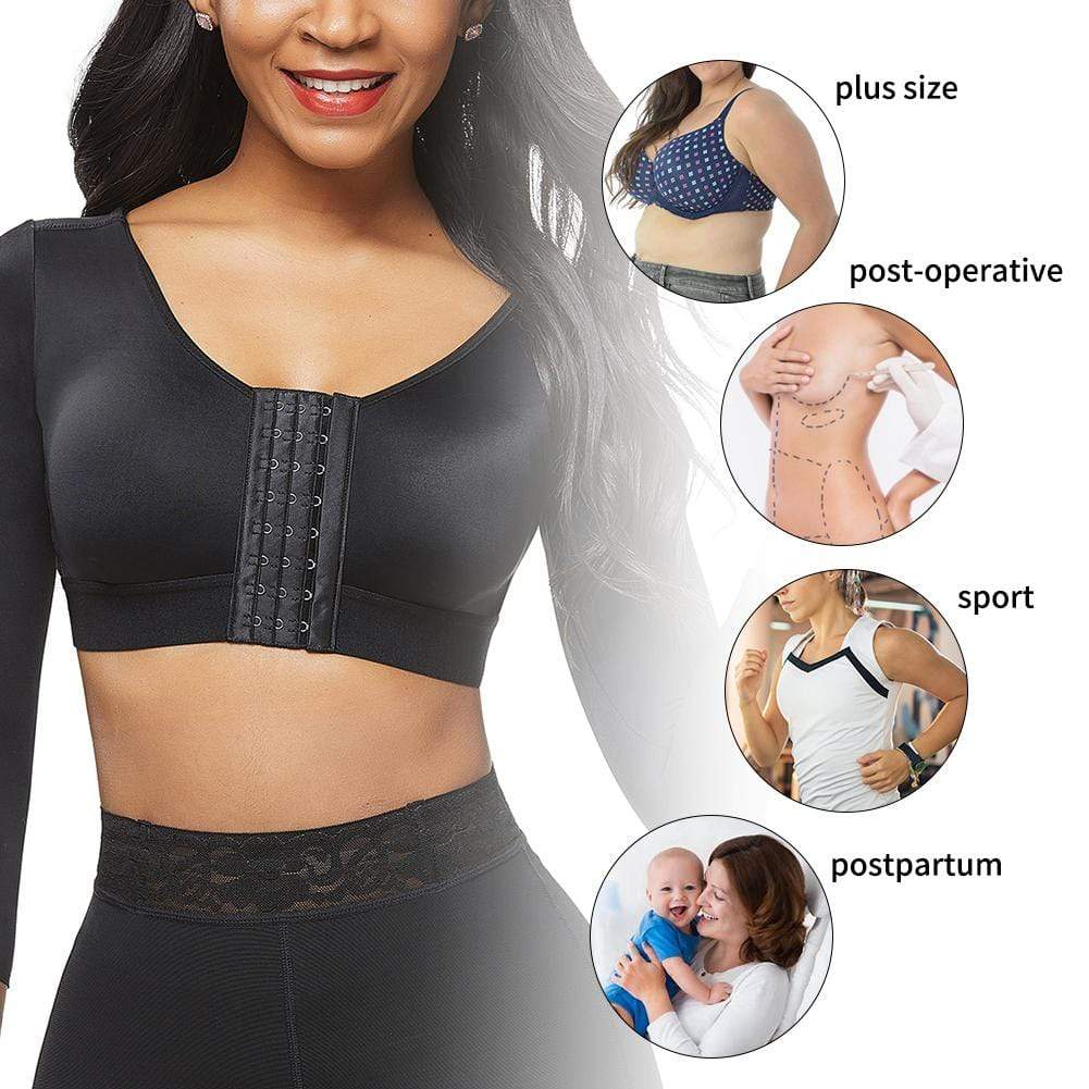 Arm Compression Shaper Sports Bra Shapewear with Front Hooks