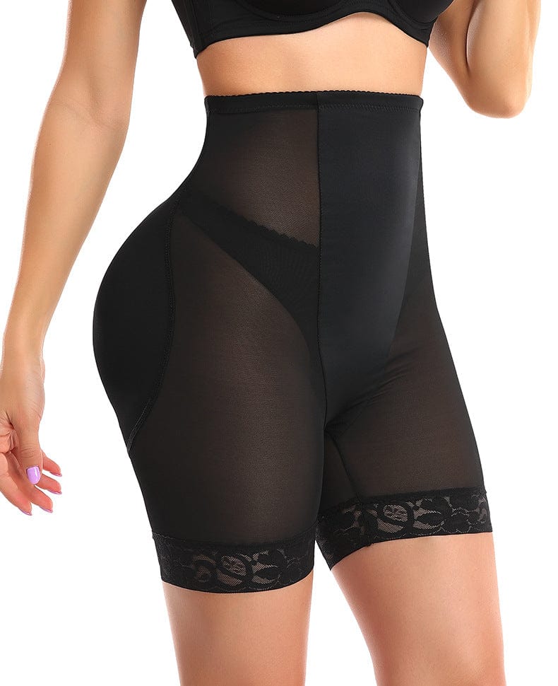 Waist-Slimming Lace Shaper Shorts with Removable Hip Pads
