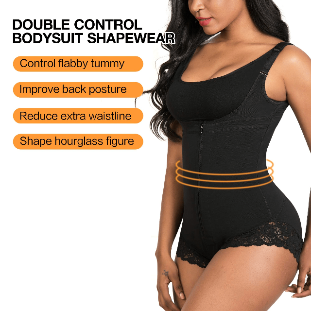 Women Open Bust Bodysuit Shaper Zipper Thong