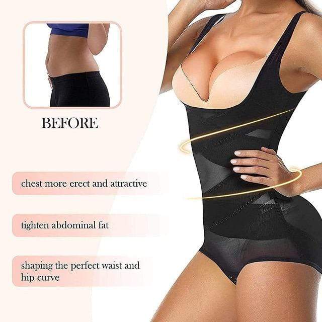 Women Shapewear Cross Bodysuit Open-Bust