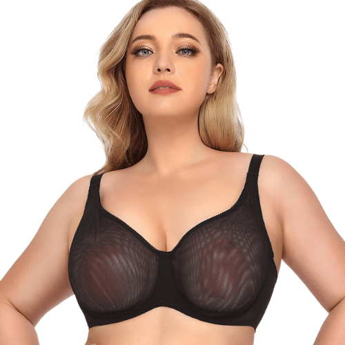 Sheer Mesh Push Up Plus Size Bra