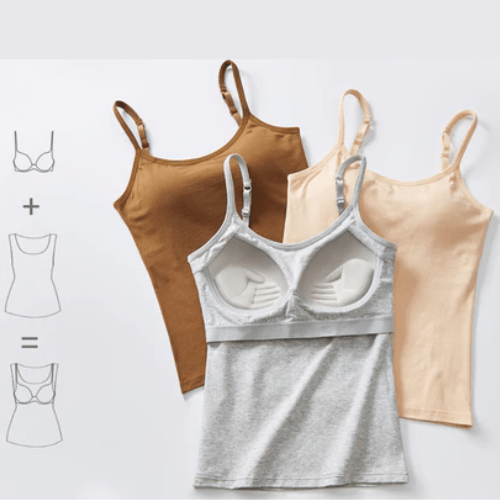 Spaghetti Straps Padded Camisole with Built-In Padded Bra Tank Tops