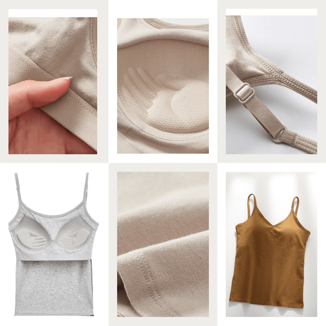 Spaghetti Straps Padded Camisole with Built-In Padded Bra Tank Tops