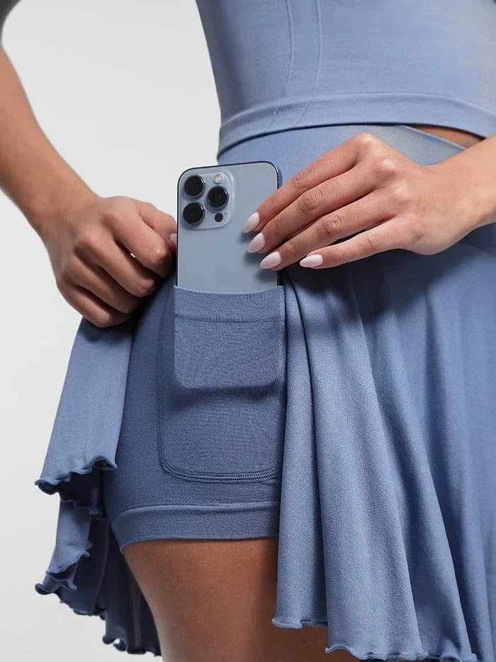 Women's Sport Tennis Skirt with Built-In Shorts and Pockets