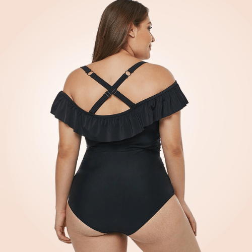 Tummy Control Swimsuit V Ruffles Tucky Folds Swimwear