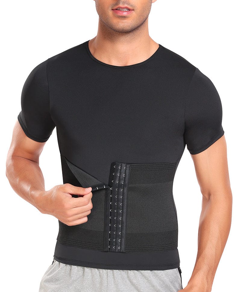Men's Shaping T-Shirt with Built-In Waist Trainer Corset