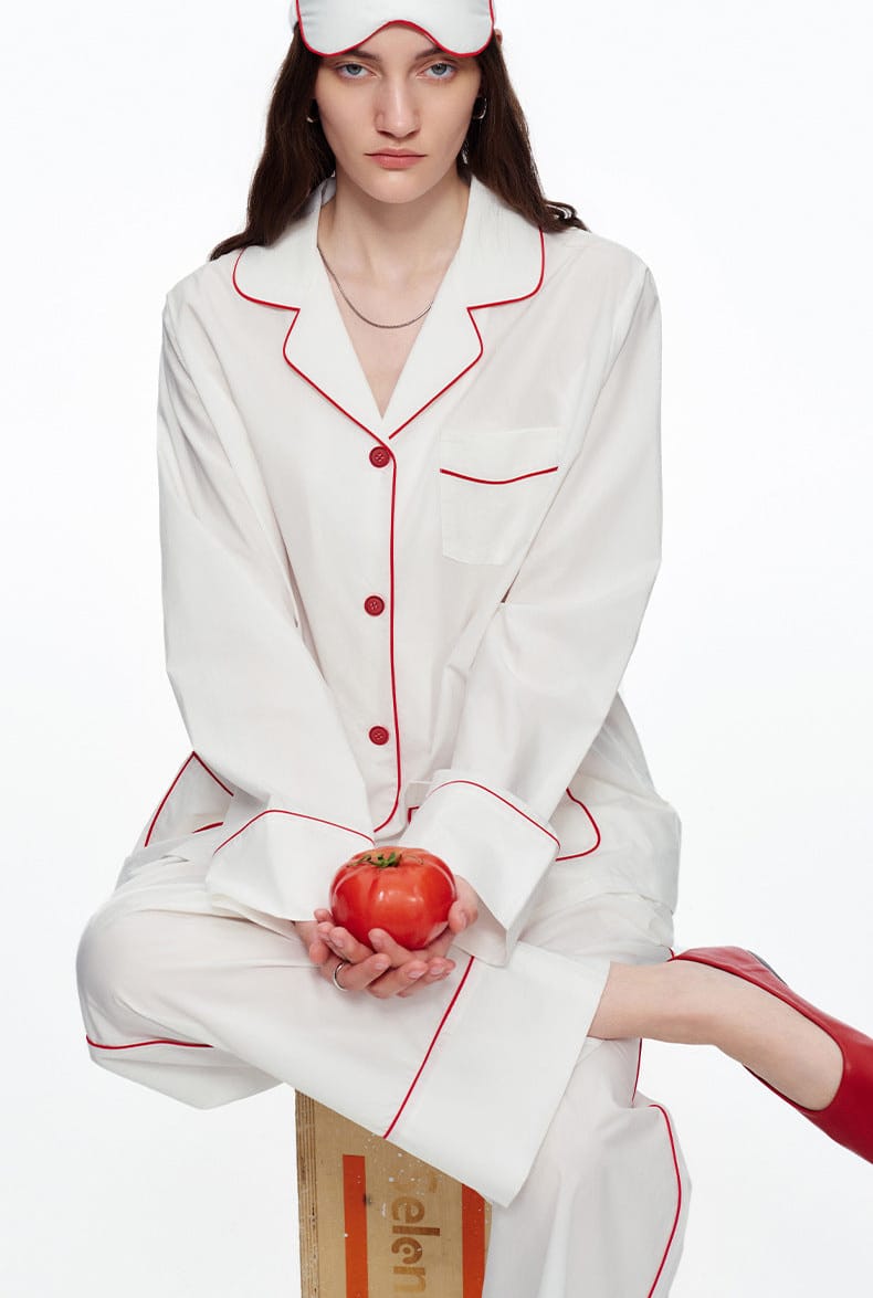 Elegant Long Sleeve Cotton Pajama Set for Women