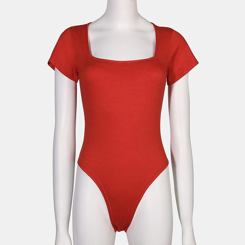 Women's Square Neck Short Sleeve thong Shapewear Bodysuit