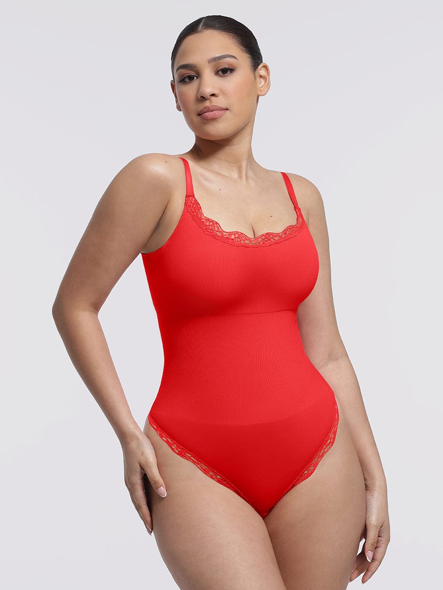 Seamless Lace Cami Bodysuit with Waist Shaping