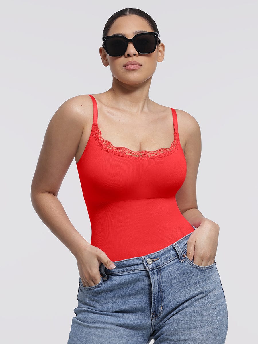 Seamless Lace Cami Bodysuit with Waist Shaping