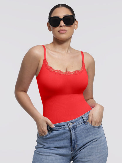 Seamless Lace Cami Bodysuit with Waist Shaping