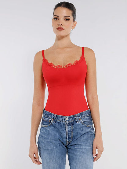 Seamless Lace Cami Bodysuit with Waist Shaping