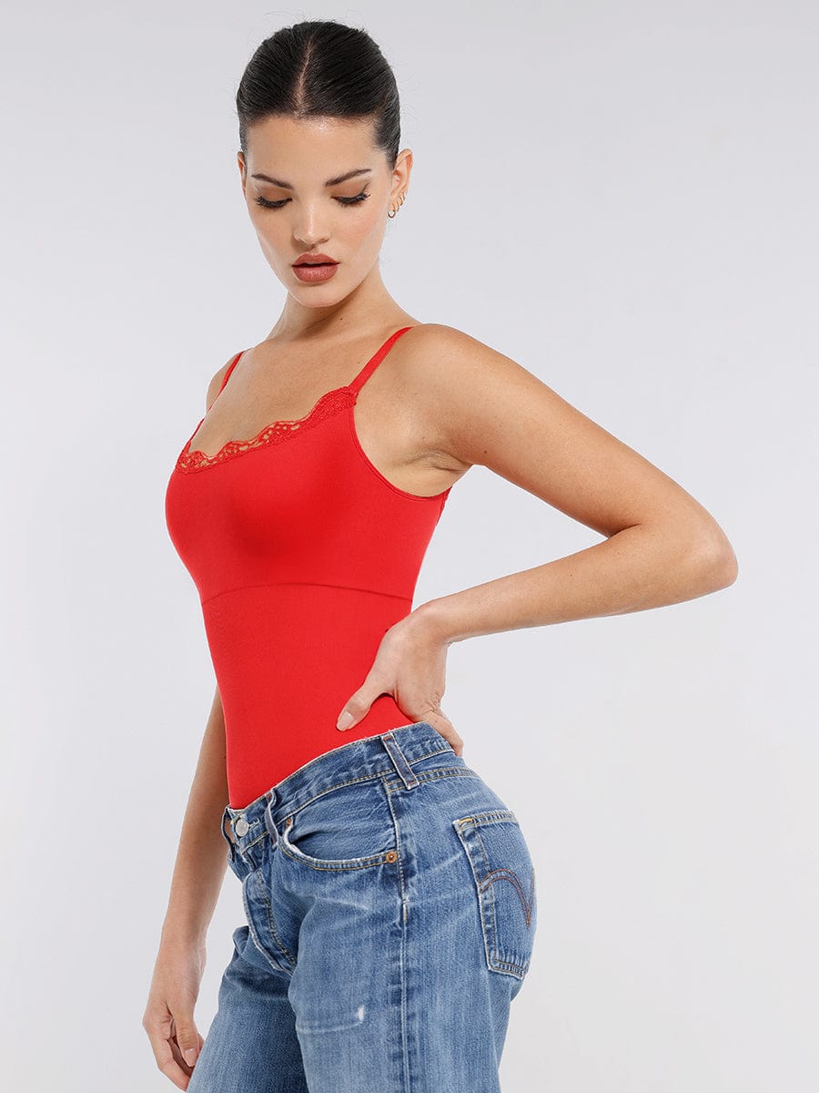 Seamless Lace Cami Bodysuit with Waist Shaping