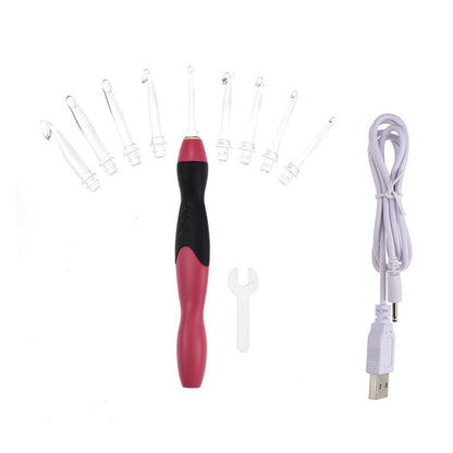 9 Plastic LED Glowing Crochet Hooks With Accessories