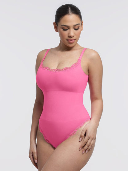 Seamless Lace Cami Bodysuit with Waist Shaping