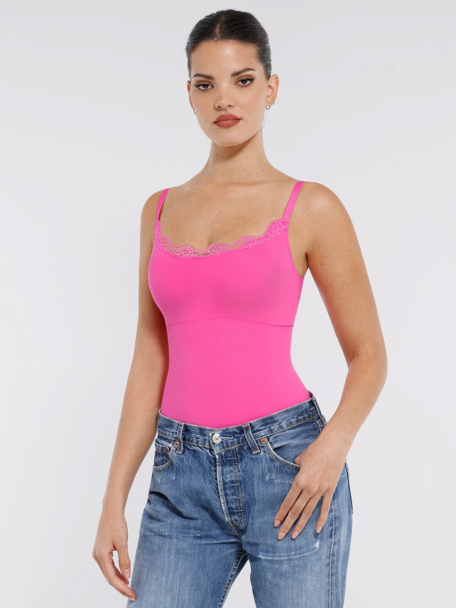 Seamless Lace Cami Bodysuit with Waist Shaping