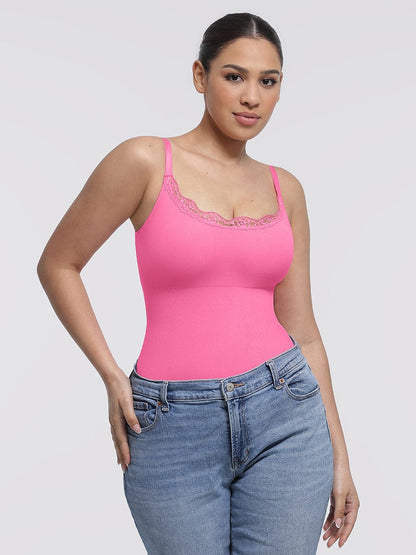 Seamless Lace Cami Bodysuit with Waist Shaping