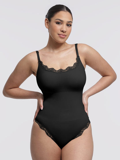Seamless Lace Cami Bodysuit with Waist Shaping